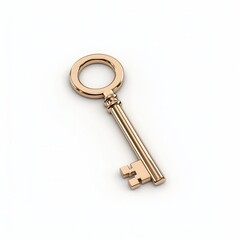 Vintage Brass Key on a Light Background for Classic Symbolism and Nostalgia