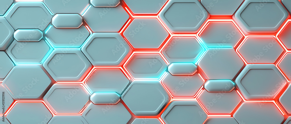 Fototapete dynamic hexagonal patterns abstract digital art modern design virtual environment close-up view tech