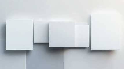 Fototapeta premium Abstract arrangement of white cubes on a white surface casting subtle shadows