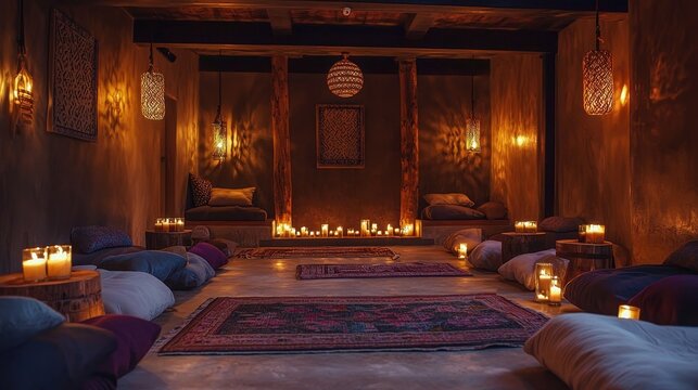 Peaceful Aromatherapy Lounge with Soft Candlelight