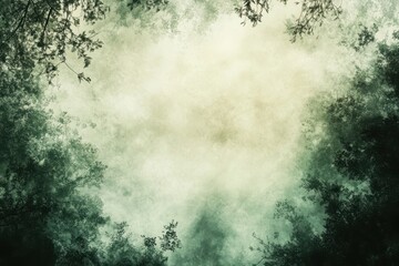 Misty Forest Canopy Background with Textured Light and Dark Green Tones.
