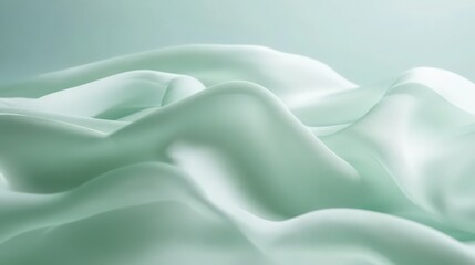 Obraz premium Elegant draped satin fabric in flowing waves in a soothing light green hue