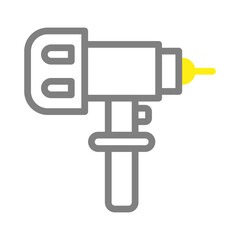 Fototapeta premium Drill Icon, Line Art Style, Gray and Yellow