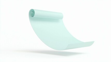A light teal paper roll floating against a white background.