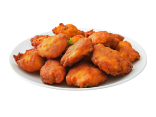 Pakora on white plate serving isolated on a white background