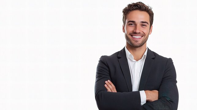 Young Smiling Businessman Posing Isolated on White Background