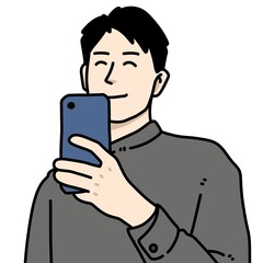 cute man cartoon on white background