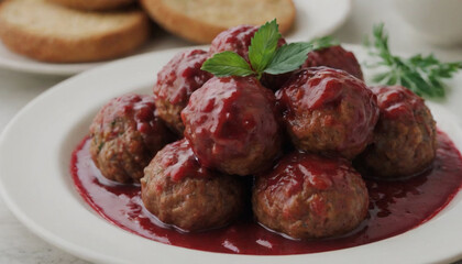 cranberry meatballs on a plate