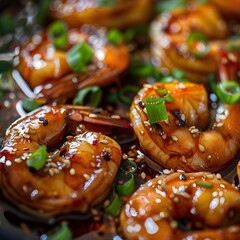 Extreme Close-up Shrimp Soaked in Rich Korean Soy Sauce