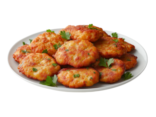 Pakora on white plate serving isolated on a white background