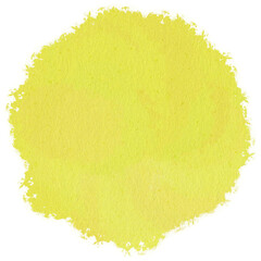 Yellow Lime Mustard Circle Splash Watercolor Brushstroke with Paper Texture