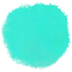 Aqua Aquamarine Green Circle Splash Watercolor Brushstroke with Paper Texture