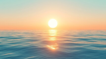 Fototapeta premium Serene Sunset over Calm Ocean: A Peaceful and Tranquil Seascape