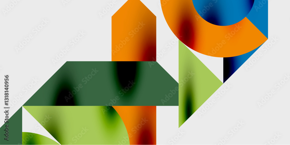 Aufkleber Modern abstract background featuring circles, lines, and triangles in a dynamic geometric composition. Perfect for stylish, tech, or creative-themed designs