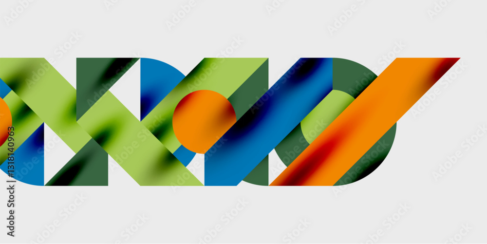 Aufkleber Modern abstract background featuring circles, lines, and triangles in a dynamic geometric composition. Perfect for stylish, tech, or creative-themed designs