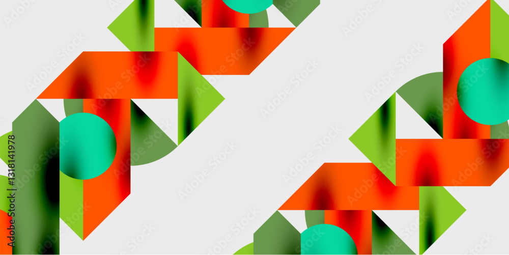 Poster Modern abstract background featuring circles, lines, and triangles in a dynamic geometric composition. Perfect for stylish, tech, or creative-themed designs