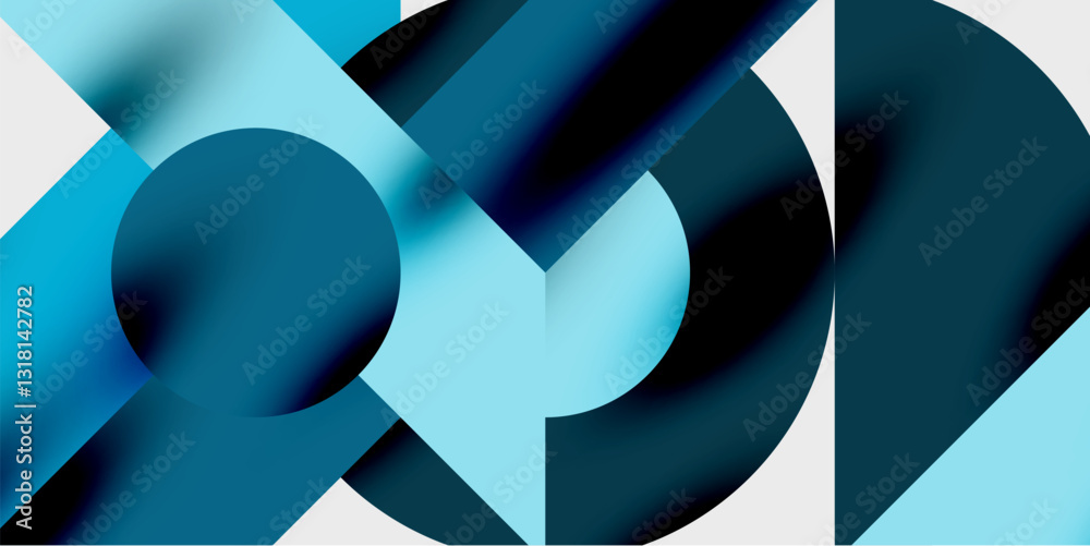 Aufkleber Modern abstract background featuring circles, lines, and triangles in a dynamic geometric composition. Perfect for stylish, tech, or creative-themed designs