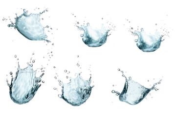 set of water splashes on transparent background