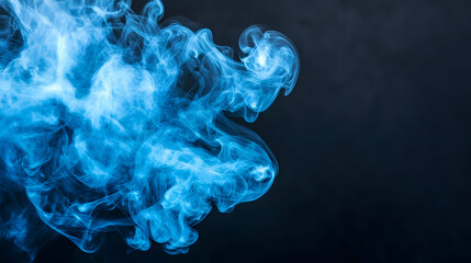 A Swirling Cloud of Vivid Blue Smoke Against a Moody Dark Background in a Studio Setting with Subtle Lighting and a Soft Focus Effect