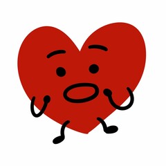 cute cartoon doodle heart on white background