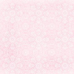Soft pink seamless pattern with delicate lace-style floral and heart motifs, perfect for romantic backgrounds, Valentine’s Day cards, wedding invitations and feminine designs.