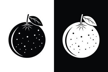 Tangerine Fruit Icon Silhouette. Minimalist Citrus Vector Design