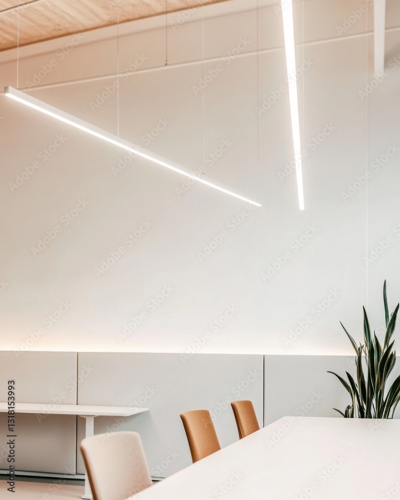 Poster Minimalist Workspace Illumination Modern Collaborative Design with Biophilic Elements - Elegant Scandinavian-Inspired Professional Learning Environment
