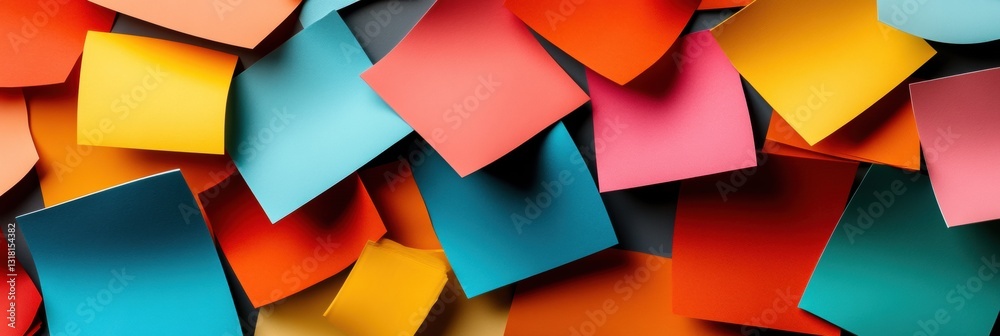Aufkleber Dynamic Collaborative Workspace Vibrant Sticky Note Innovation Mosaic - Agile Team Design Thinking and Creative Problem-Solving Visual Framework for Modern Business Transformation
