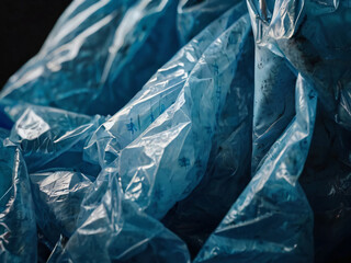 Reflective and transparent plastic bags merge to form captivating visuals.