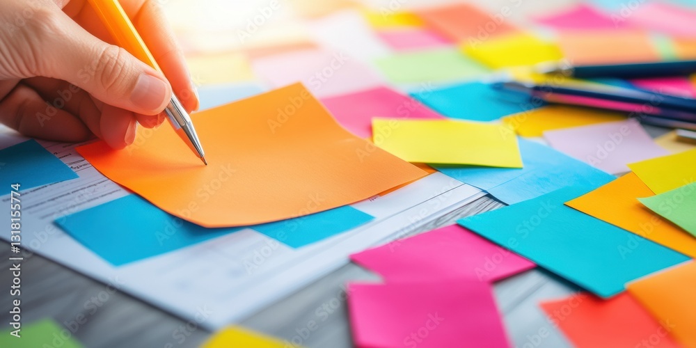 Poster Agile Workspace Innovation Collaborative Design Thinking with Vibrant Sticky Notes - Dynamic Brainstorming Strategies for Creative Entrepreneurial Teams