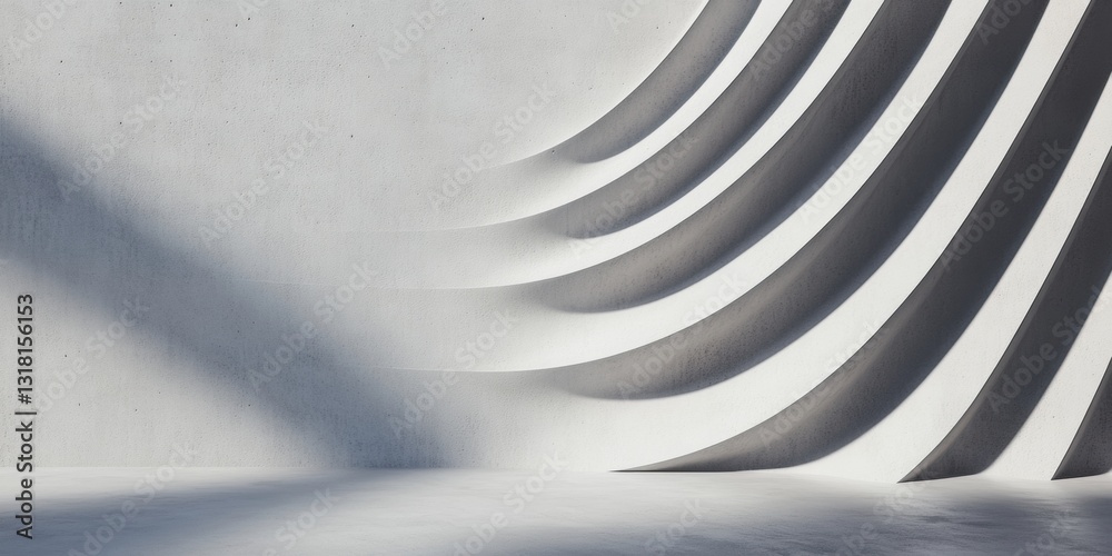 Poster Parametric Design Revolution Minimalist Curved Wall Panels Transforming Architectural Spaces with Fluid Biomimetic Shadows and Innovative Spatial Dynamics