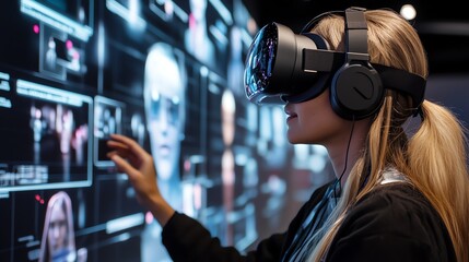 A vibrant virtual career conference with holographic displays