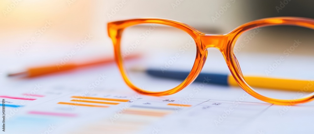 Poster minimalist productivity insights amber eyewear on dynamic data visualization - modern workplace anal