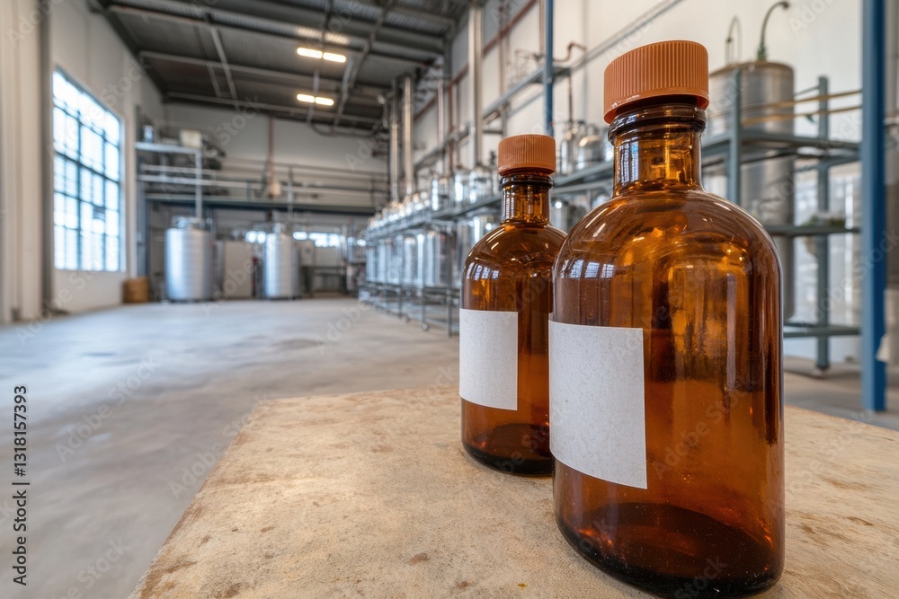 Aufkleber Precision Industrial Science Next-Gen Laboratory Workflow with Amber Glass Containers - Innovative Research Environments and Sustainable Manufacturing Technology