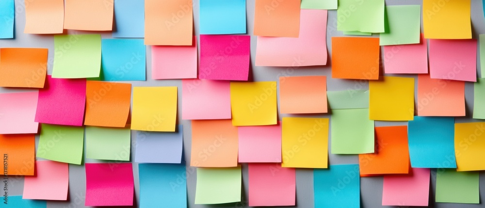 Aufkleber Collaborative Design Sprint Vibrant Sticky Note Brainstorming Wall - Creative Innovation Strategy for Agile Tech Startups and Digital Workspace Transformation