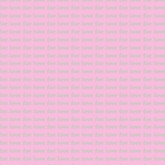 Seamless pink “love” text pattern background. Cute romantic typography design for Valentine’s Day, wedding cards, wrapping paper, fabric, social media and love projects.