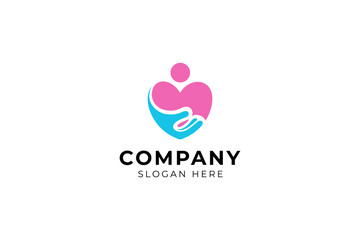 hand care logo love care symbol in flat style design