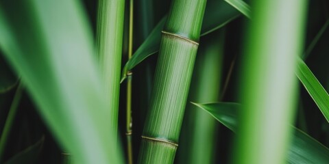 Obraz premium Verdant Zen Minimalism Macro Botanical Green Bamboo Forest - Eco-Conscious Design Element for Wellness and Sustainable Visual Storytelling
