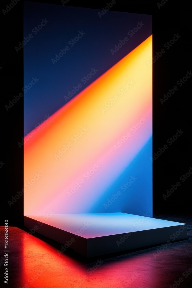 Poster Prismatic Gradient Design Immersive Color Transition Showcasing Digital Art and Modern Minimalist Lighting Dynamics for Creative Tech Visualization