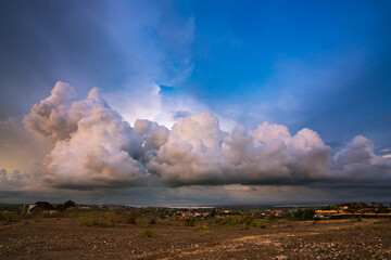sky with clouds above the ocean on nature background