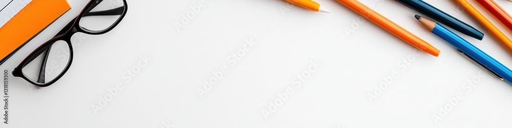 Poster Minimalist Finance and Digital Workflow Sleek Monochrome Workspace with Precision Pencils and Analytics - Modern Productivity Essentials for Agile Professionals