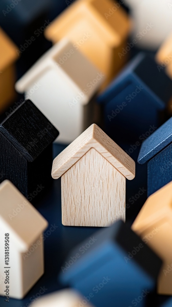 Poster minimalist smart home architectural visualization elegant wooden housing concept illustrating urban 