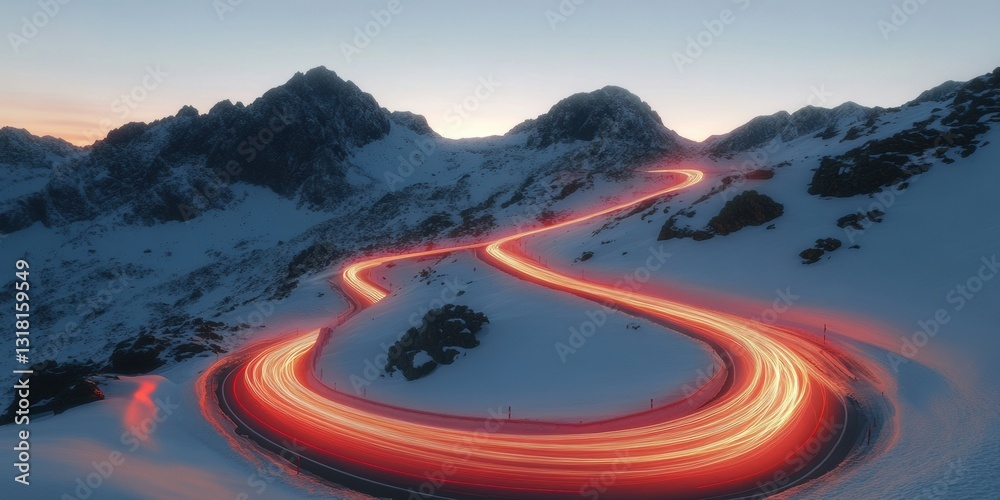 Fototapete quantum mobility luminescent alpine highway visualization - transformative transportation design cap