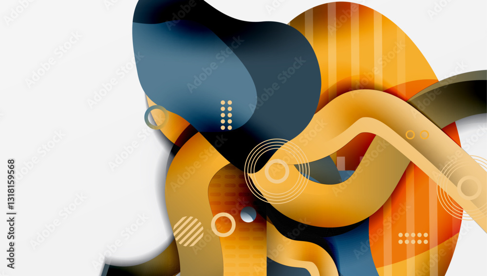 Poster Abstract background - Lines circles and liquid shapes