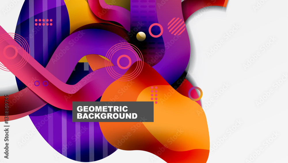Poster abstract background - lines circles and liquid shapes