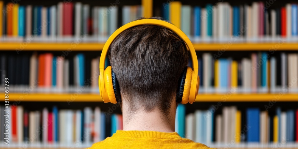 Aufkleber immersive digital learning gen z studious minimalist with noise-cancelling headphones exploring adva