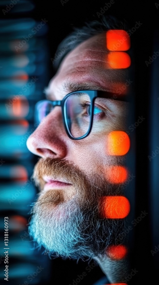 Aufkleber Cybersecurity Innovator Immersive Tech Professional Visualizing Digital Transformation with AI-Enhanced Focus, Next-Gen Workflow Optimization for Gen Z Techpreneurs