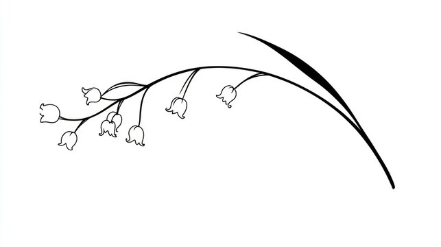 Lily of the valley, elegant curve, white background, spring design, greeting card