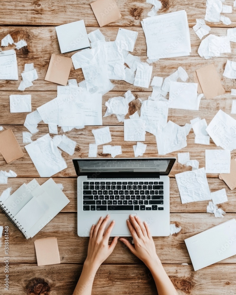 Aufkleber Minimalist Workspace Optimization Dynamic Remote Work Productivity Narrative with Tactile Digital-Analog Workflow Integration for Modern Professionals