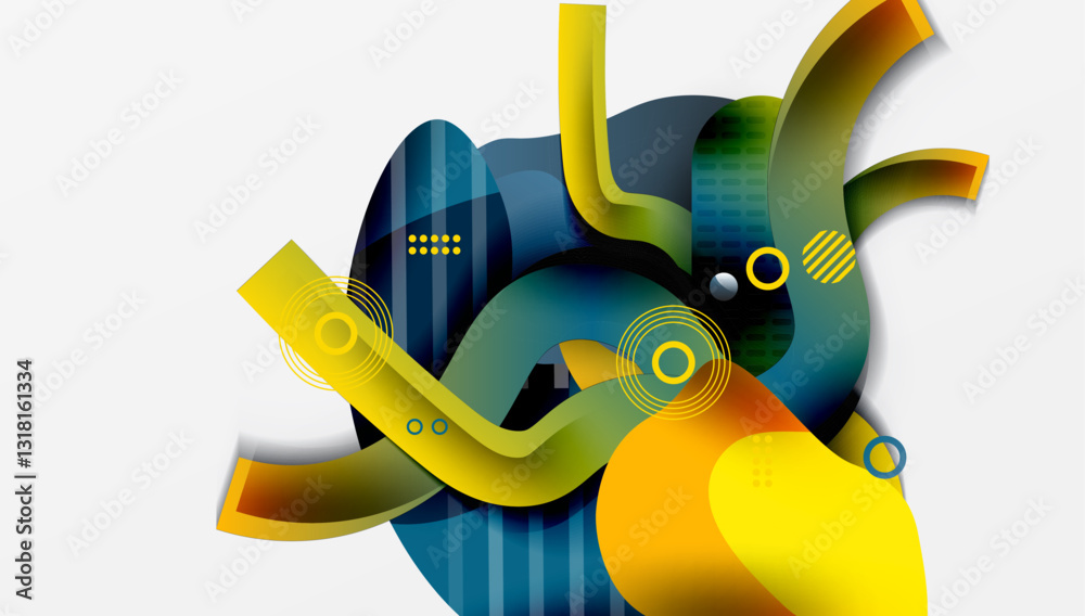 Poster abstract liquid shapes and lines background